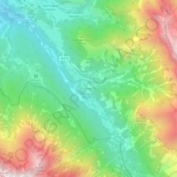 Mapa topográfico Trinità, altitude, relevo