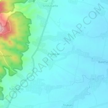 Mapa topográfico Panekan, altitude, relevo