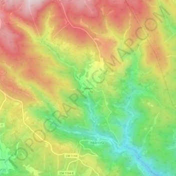 Mapa topográfico Sevivas, altitude, relevo