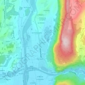 Mapa topográfico La Saume, altitude, relevo