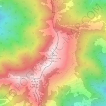 Mapa topográfico Monte Cavalmurone, altitude, relevo
