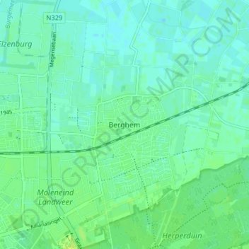 Mapa topográfico Berghem, altitude, relevo