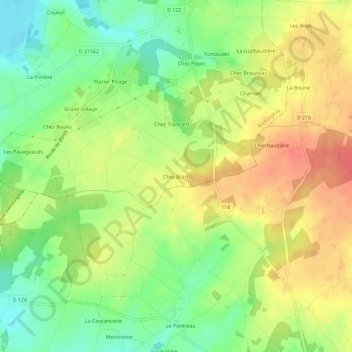 Mapa topográfico Chez Brard, altitude, relevo
