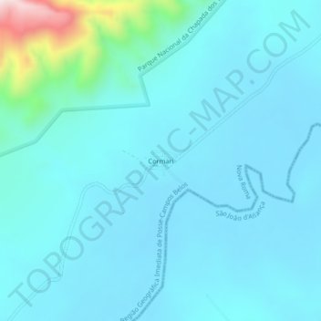 Mapa topográfico Cormari, altitude, relevo
