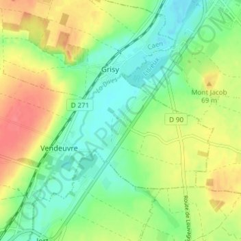 Mapa topográfico Morières, altitude, relevo