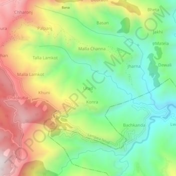 Mapa topográfico Utad, altitude, relevo