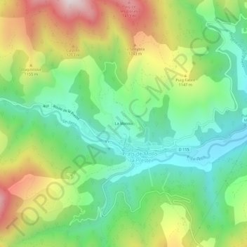 Mapa topográfico La Masou, altitude, relevo