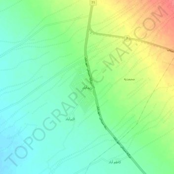Mapa topográfico Zeidabad, altitude, relevo