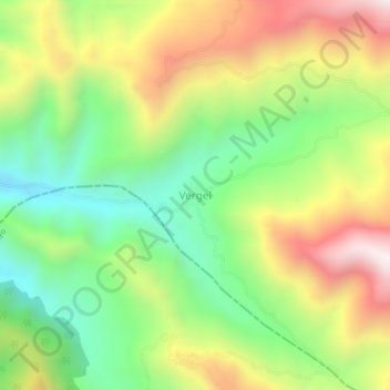 Mapa topográfico Vergel, altitude, relevo