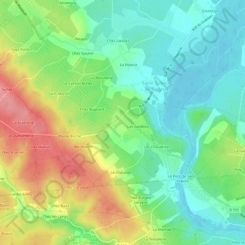 Mapa topográfico Chez Millet, altitude, relevo