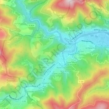 Mapa topográfico La Glorie, altitude, relevo