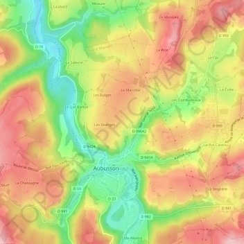 Mapa topográfico Les Mairies, altitude, relevo
