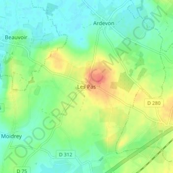 Mapa topográfico Les Pas, altitude, relevo