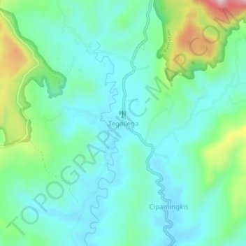 Mapa topográfico Tegallega, altitude, relevo