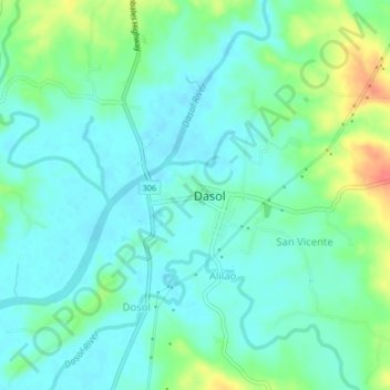 Mapa topográfico Poblacion, altitude, relevo