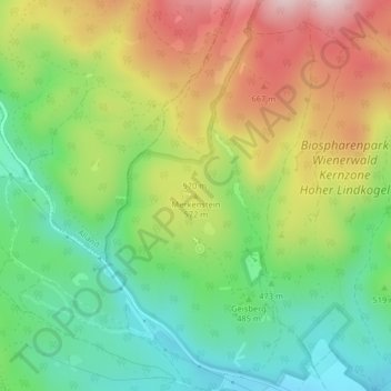 Mapa topográfico Merkenstein, altitude, relevo