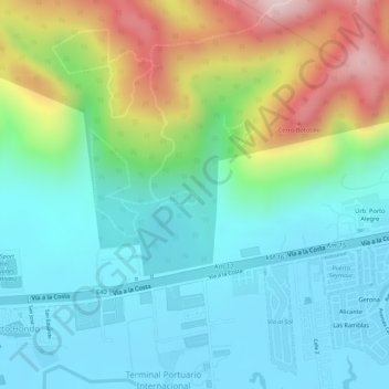 Mapa topográfico Vía a la Costa, altitude, relevo