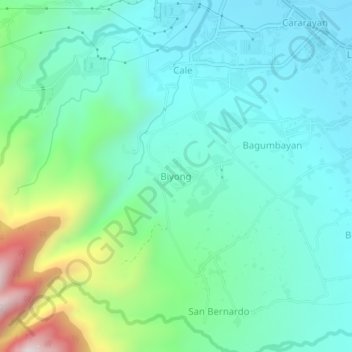 Mapa topográfico Biyong, altitude, relevo