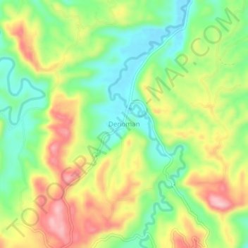Mapa topográfico Denoman, altitude, relevo