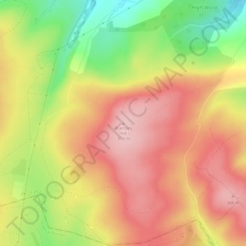 Mapa topográfico Bransley Hill, altitude, relevo