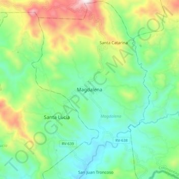 Mapa topográfico Magdalena, altitude, relevo