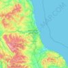 Mapa topográfico Tyne and Wear, altitude, relevo