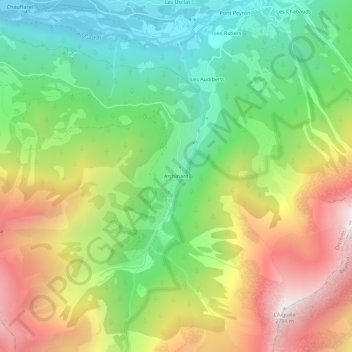 Mapa topográfico Archinard, altitude, relevo