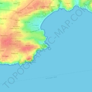 Mapa topográfico Bertheaume, altitude, relevo