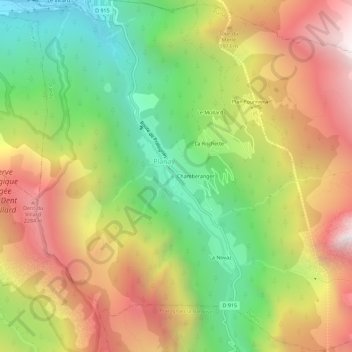 Mapa topográfico La Murette, altitude, relevo