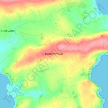 Mapa topográfico Butlerstown, altitude, relevo