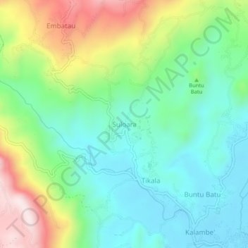 Mapa topográfico Suloara, altitude, relevo
