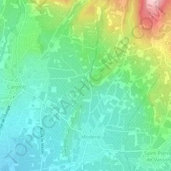 Mapa topográfico Fabregue, altitude, relevo