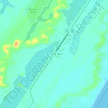 Mapa topográfico Manoel Dias, altitude, relevo
