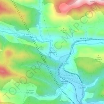 Mapa topográfico Beberino, altitude, relevo