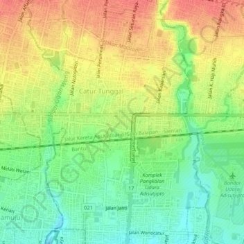 Mapa topográfico Janti, altitude, relevo