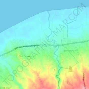 Mapa topográfico Jero Margi, altitude, relevo