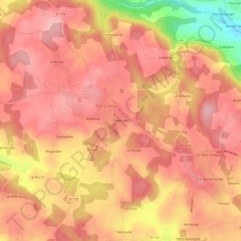 Mapa topográfico Fetan Ver, altitude, relevo