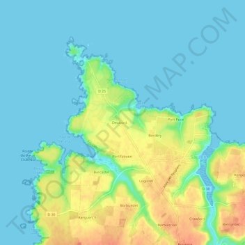 Mapa topográfico Deuborh, altitude, relevo