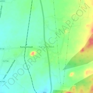 Mapa topográfico Kaniyambādi, altitude, relevo
