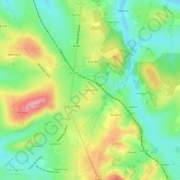 Mapa topográfico Villemartin, altitude, relevo