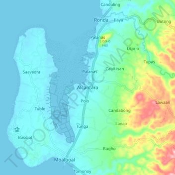 Mapa topográfico Alcantara, altitude, relevo
