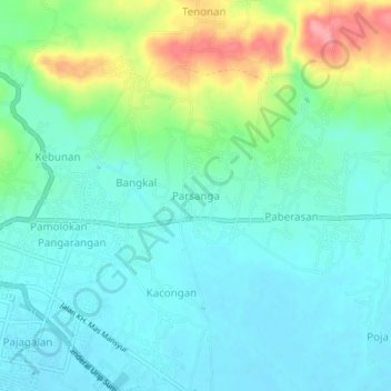 Mapa topográfico Parsanga, altitude, relevo
