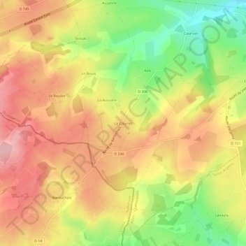 Mapa topográfico Le Courret, altitude, relevo