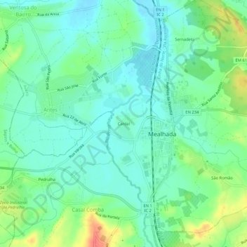 Mapa topográfico Cardal, altitude, relevo