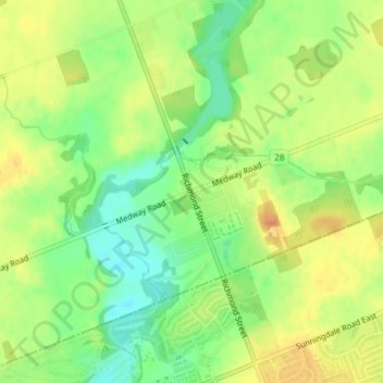 Mapa topográfico Arva, altitude, relevo