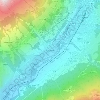 Mapa topográfico Saint-Blaise, altitude, relevo