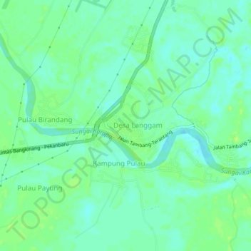 Mapa topográfico desa Pulau, altitude, relevo
