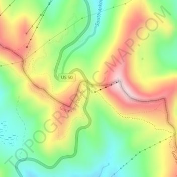Mapa topográfico Monarch Pass, altitude, relevo