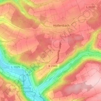 Mapa topográfico Löhleinsberg, altitude, relevo