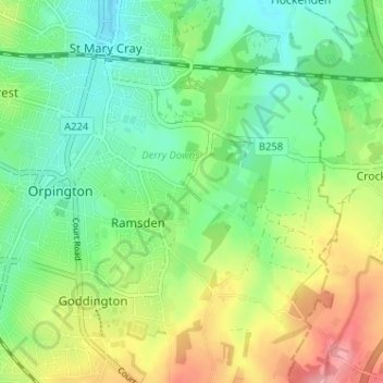 Mapa topográfico Cockmannings, altitude, relevo